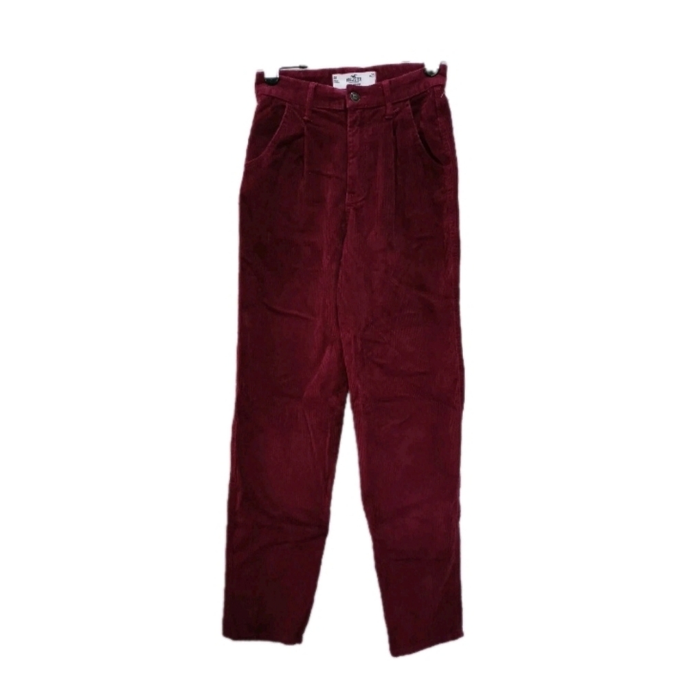 Hollister Ultra High Rise Corduroy Pants Burgundy Size 00 w23